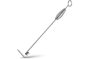 BYLEEY 18" Charcoal Grill Rake Parts, BBQ Ash Tool Poker for Smoker. Cleaning Out and Moving Coals - Ash Shovel Tongs for Fireplace, Pizza Oven, and Wood Stove. Great BGE, Kamado Joe Accessories, Stainless