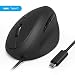 Produktbild USB C Ergonomische Maus, Jelly Comb Typ C Vertikale Maus mit Kabel, 3 DPI Stufen verstellbar, Optische Maus für PC Laptop iMac MacBook Microsoft Pro, Office Home, Schwarz