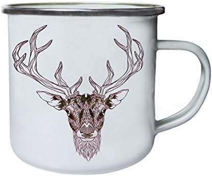 Hand Drawing Beautiful Deer Retro,Tin, Enamel 10oz Mug aa493e