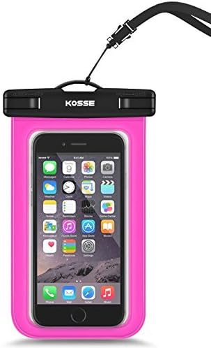 Kosse Universal Waterproof Case, CellPhone Dry Bag Pouch for iPhone X 8 Plus 7 6 6S Plus, Samsung Galaxy S9 S8 S7 S6 Note 7 5 4, Huawei HTC LG Pixel Sony Nokia Lumia etc, up to 6.0" diagonal -Magenta