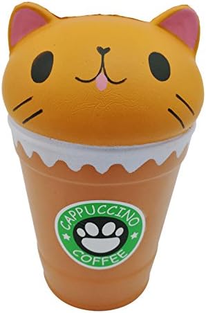 LaliLaco Coffee Cat Cup Squishy Toy Squeeze Slow Rising Toy (Height 14cm) Cute Soft Toy