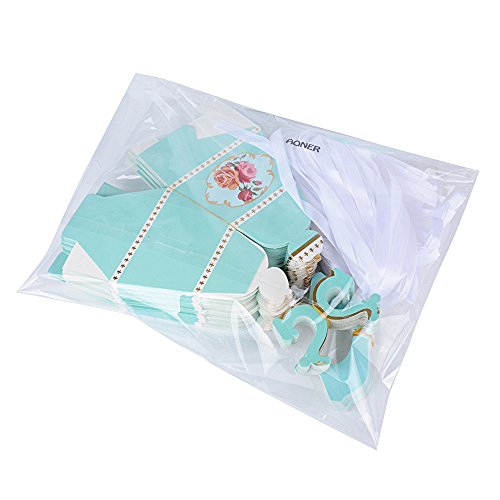 50 Stk Mini Pappe Teekanne Gastgeschenk Box inkl. Seidenbänder Geschenkbox für Hochzeit, Taufe usw. Pralinenschachtel süßigkeiten Bonboniere (Hellgrün) - 2