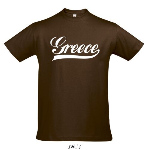 T-Shirt Griechenland Oldschool Greece LÄNDERSHIRT EM / WM FAN Trikot S-XXL , Earth – weiß , M