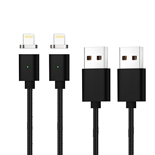 Magnetisches Ladekabel Lightning Kabel,TUOYA Magnetisches iPhone USB Ladekabel Lightning Magnet Ladekabel Datenkabel für iPhone 7, iPhone 6s, iPhone 6, iPad (2xBlack)