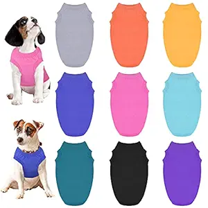 URATOT 9 Pack Dog T-Shirt Dog Plain Shirts Pet Blank Clothes Cotton Puppy Clothes Mixed Colors Pet Apparel Dog Cat Pet Clothes for Spring Summer, Small