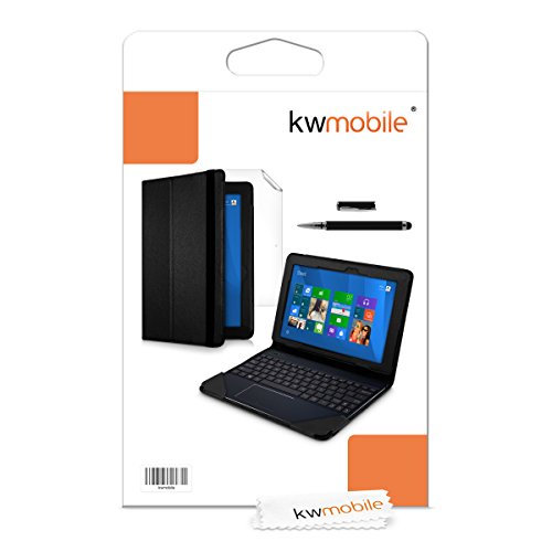 kwmobile 3in1 Set: Hülle inkl. Tastatur Cover für Asus Transformer Book T100 Chi mit Ständer – Kunstleder Tablet Case Schutzhülle in Schwarz + Folie, kristallklar + Stylus, Schwarz - 7