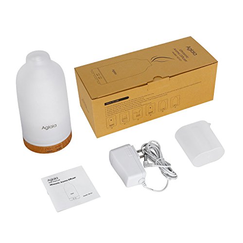 Aroma Diffuser Glas, Aiho Aglaia Aroma Diffusor Aromatherapie 100ml leise 35dB Ätherische Öl Ultraschall Luftbefeuchter Humidifier Duftzerstäuber, 7 LED Farbwechsel Licht, 2 Nebel Modus Verstellung, Wasserlos Auto off, für Spa Yoga Büro Schlafzimmer Konferenzraum (AD-G1) - 9