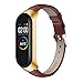 Produktbild Für Xiaomi Mi Band 4 Watch Luxus Leder Uhrenarmband + Metallgehäuse, bloatboy Langlebig Leder Armband Ersatz Uhrenarmband (Kaffee)