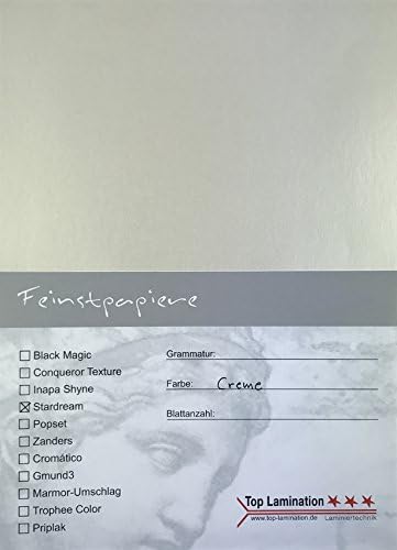 25 Sheets DIN A5 cream metallic paper 285 g/m² by Lamination – Dyed All Possible use: Invitations (Inserts for Albums Wedding Card, Photo Album, Poster Posters, Crafting and More.