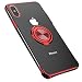 Produktbild LBTrading iPhone XS Hülle Transparent Weichen Silikon 360° Ring Halter Stehen Auto Magnetische Slim Case für Apple iPhone XS (Rot)