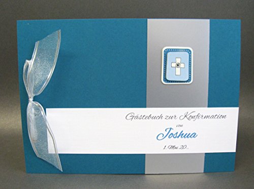 Gästebuch zur Konfirmation mit Namen 14015 türkis