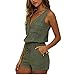 Produktbild Mode Damen Overall YunYoud Frau Einfarbig Ärmellos Bodysuit Frauen Reißverschluss Playsuits Beiläufig Jumpsuit Elegant Strandkleidung (M, Grün)