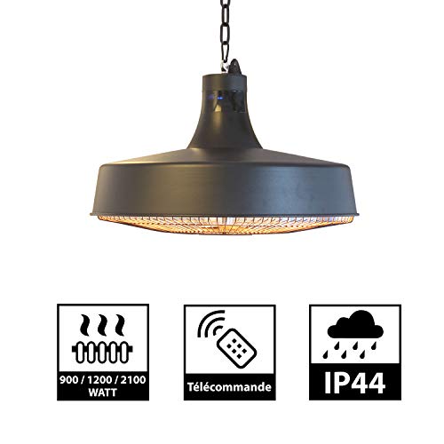 GREADEN [Livré Avant Noël] Parasol Chauffant Suspendu Infrarouge Télécommande Chauffage électrique de terrasse Halogène 2100W IP44 - Radiateur Nordique Jardin/Patio/Terrasse/Intérieur