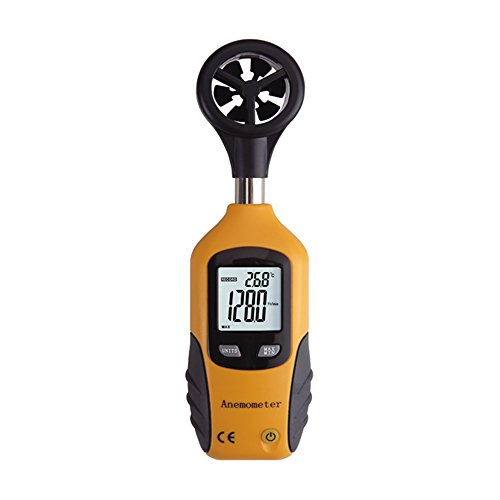 Preisvergleich Produktbild YMXLJJ Anemometer Digital Wind Temperatur- / Windgeschwindigkeitsmessung 4 Stellen Vollanzeige Anwendbar auf Schiff, Wetterstation, Gewächshaus Handmessgerät Orange