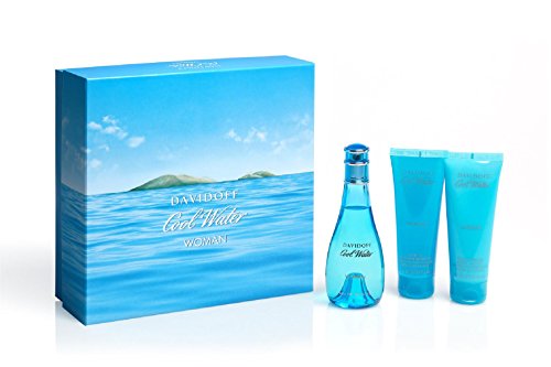 Davidoff Cool Water Woman Giftset EDT Spray 100ml + Body Lotion 75ml + Shower Breeze 75ml