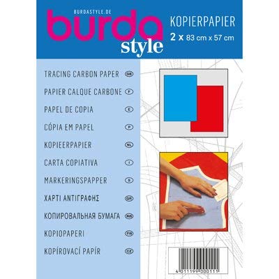Burda  Papel carbón, color azul y rojo, 2 paquetes