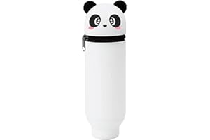 Guyode Trousse Ecole 2 en 1 en Silicone Souple Kawaii, Panda Pochette de Stylo, Étui en Silicone Souple pour L'école, Thème Panda Porte-Plume, Étui pour Fournitures Scolaires de Grande Capacité (B)