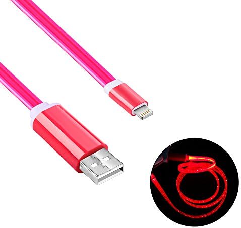 Lightning Cable, Geabon Flowing LED Light Up iPhone Charger Cable 3 ft USB A to Lightning Sync and Charging iPhone Cable Cord for iPhone X/8/7/7 Plus/6s/6s Plus/6/6 Plus/5s/5c/5/iPad/iPod (Red)