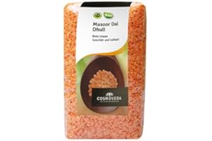 Cosmoveda - Bio Masoor Dal (rote Linsen, geschält und halbiert), 1er Pack (1 x 500g) - BIO