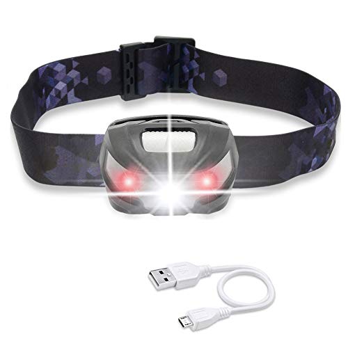 LIVEHITOP USB Recargable Faro LED Lámpara de cabeza, Super brillante Cree LED La antorcha principal, Ligero Impermeable Manos libres Luz de la cabeza para Correr Camping Pesca Ciclismo 5 Modo