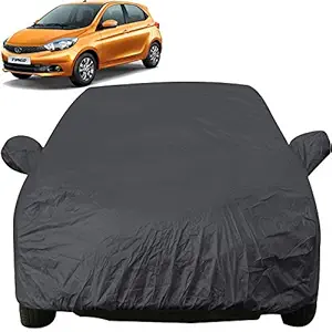 Autofact Car Body Cover with Mirror Pockets Compatible for Tata Tiago (Triple Stitched , Bottom Fully Elastic , Black Color)