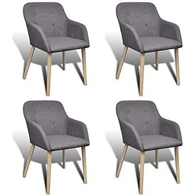 vidaXL Chaise gondole accoudoir intérieur chêne et tissu 4 pièces gri foncé