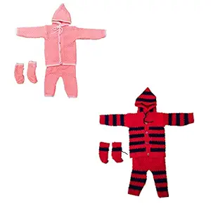 Baby Desire Baby Boys and Baby Girls Casual Sweater, Pyjama, Booties (Multicolour , 6-12 Months) - Set of 2