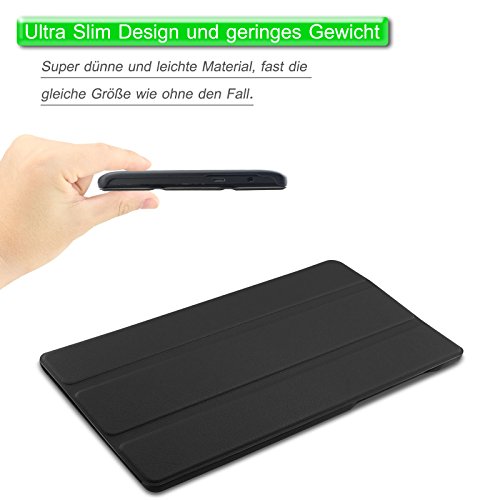 Infiland Lenovo Tab 2 A7-10/20 Hülle Case-Ultra Dünn Tri-Fold Muschel PU Leder Ultra Schlank Superleicht Ständer Shell Cover Schutzhülle Etui Tasche für Lenovo Tab 2 A7-10/20 17,8 cm (7 Zoll IPS)Tablet(Schwarz) - 5