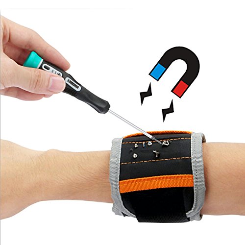 SOBROVO Leistungsstarke magnetische Armband mit 5 leistungsstark für die Befestigung Schrauben, Nägel, Schere und kleine Werkzeuge