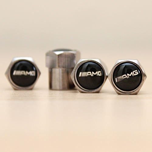 AMG Mercedes Black Air Valve Dust Caps Car Wheel Tyre Caps 4 x pcs
