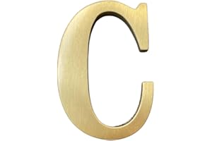 BWRMHME 4.5cm Height Self Adhesive Solid Brass English Letters 45mm Gold Mailbox Numbers House Address Numbers Shop Studio Name DIY Combination for Wall Home Decor Hardware