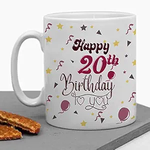 LOF 20th Happy Birthday Gift for Sister | Brother |Son | Daughter Ceramic Printed Mug