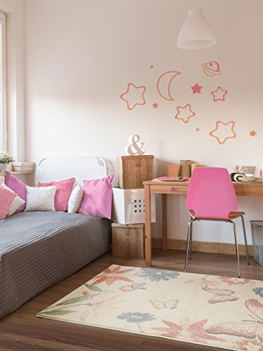 Justin Butterfly Kid's Rug - Quality Label Oeko-Tex Standard 100 - 100% Polypropylene - Animal Design - Machine woven - Children's room
