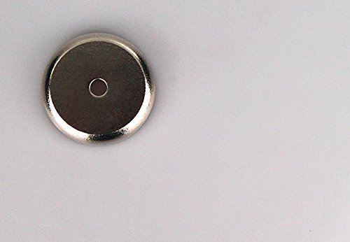 Neodym Magnet mit Chromblende und Bohrloch, bis 16 kg, Durchmesser 25,4 mm, Magnethalter, Rundmagnet - 3