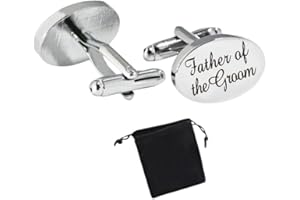 Silver Oval Mens Wedding Title Cufflinks Groom, Best Man, Usher, Page Boy by Virens Empourium (Father Of The Groom)