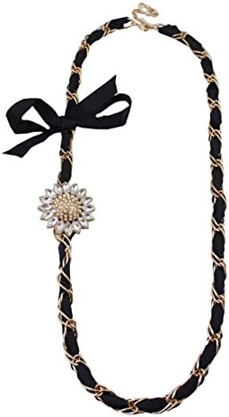 Europe and the wind only beautiful fresh glass Crystal Necklace/ Sun flower bow long necklace in black