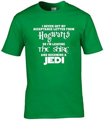 Hogwarts Lord of the Rings Jedi large kelly green standard fit T-shirt