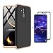 Produktbild FHXD Kompatibel mit Huawei Mate 20 Lite Hülle Stoßfest 360° Schutzhülle Schutz Case Cover [Displayschutzfolie] Ultra Dünn Anti-Kratzen 3 in 1 Handyhülle MEHRWEG-Gold Schwarz