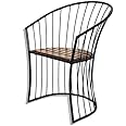 Urban Art Store Wood & Wrought Iron Chair Patio Furniture Chair for Garden/Livingroom/Bedroom/Office/Porch/Balcony/Terrace (Style 1, Brown, Black)