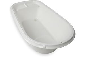 THERMOBABY - Baignoire LUXE - Bain de bébé - Légère - Compacte - De la naissance à 12 mois - Blanc Muguet - Fabriqué en France