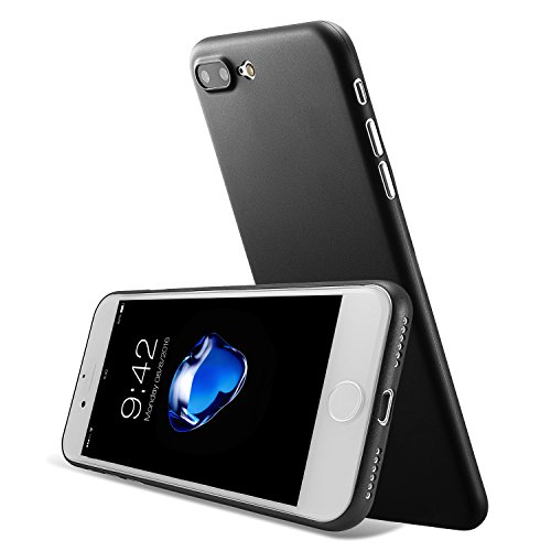 Funda iphone 8 plus   iPhone 7 plus  5 5 pulgadas  0 3mm extremamente fina y ligera de perfecta para la m  s delgada funda dura protectora de parachoques con una cubierta trasera semitransparente Negro