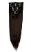 26 inches(66cm) Long Straight 8 Piece Full Head 18Clips Womens Ladies Girls Clip in Hair Extensions (26 inches, Dark Brown)
