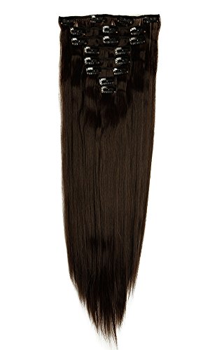 26 inches(66cm) Long Straight 8 Piece Full Head 18Clips Womens Ladies Girls Clip in Hair Extensions