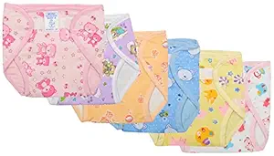 Super Baby New Just Born Outside Printed Cotton Inside Plastic Waterproof DiaperLangot With 0 3 Months MiniPack Of 6Multicolor.