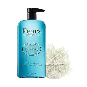 Pears Pure & Gentle Mint Extract Body Wash With Glycerin , Dermatogically Tested,, 100% Soap Free Shower gel,Imported,500 ml (Free Loofah)