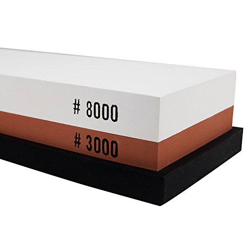 GWHOLE Wetzstein Schleifstein Abziehstein Körnung 3000/8000 mit Rutschfest Halter - 3