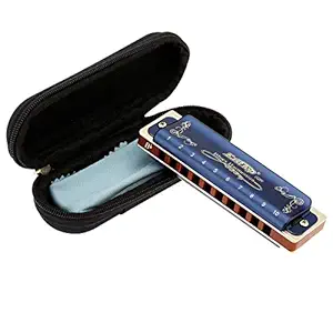 East top Mouth Organ Key of Bb 10 Holes 20 Tones Diatonic Harmonica Mouth Organ Musical Instrument for Beginners, Professionals and Kids with Blue Case