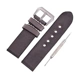 MagiDeal Echtes Leder Uhrenarmband Armbanduhr Uhrband Armband Edelstahl Schnalle - 24mm