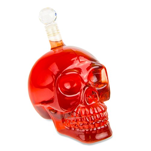 Skull - Flasche (1000 ml) für die Hausbar / Party/ Halloween/ Geschenk im Totenkopfdesign, Vodka -Whiskey - Flasche Kristall - Schädel, Totenkopf, Wein- Dekanter, Schnapsglas, transparent