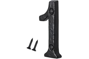 SISI UK® Black Cast Iron Numbers Front House Door Numbers with Antique Finish 3'' with Screws (Number 1)